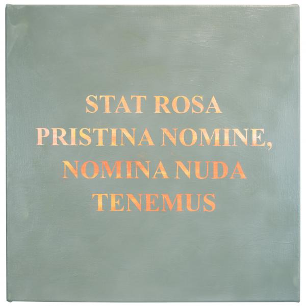 <p>DAN ACOSTIOAEI - <em>Stat rosa pristina nomine, nomina nuda tenemus, </em>50x50 cm, tehnică mixtă/pânză, 2020</p>
