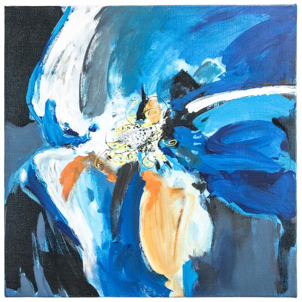 <p>LAURA ELENA DUMITRU – <em>Gest floral, </em>50x50 cm, acryl/ pânză, 2020</p>
