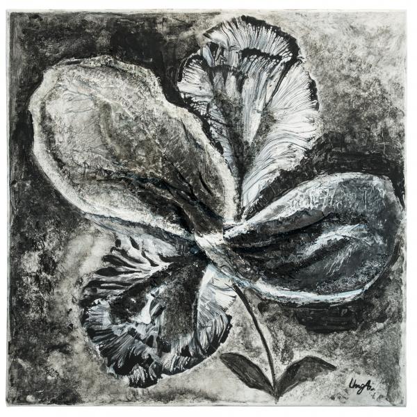 <p>ALINA UNGUREAN – <em>Floarea întunericului, </em>50x50 cm, tehnică mixtă/ pânză, 2020</p>
